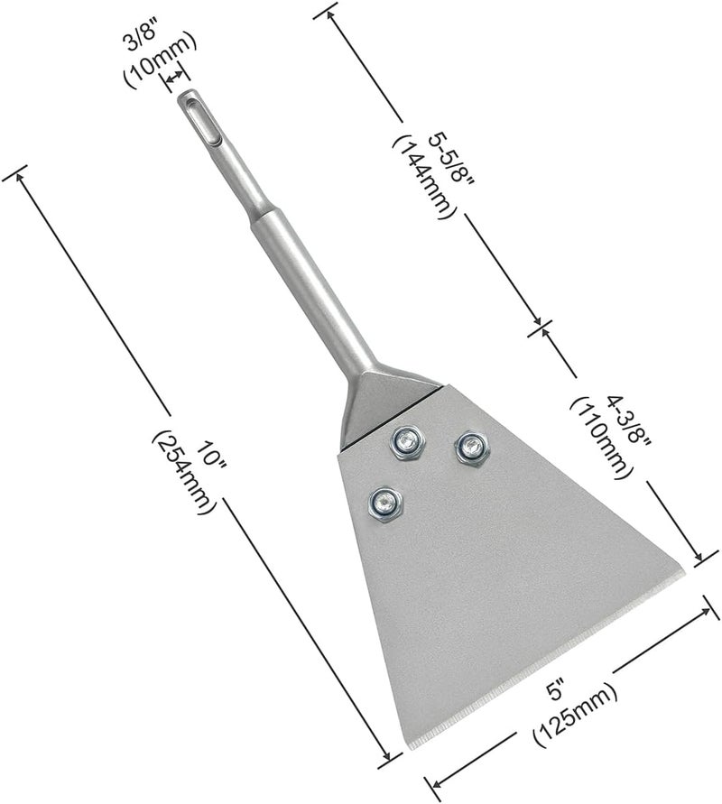 SPKLINE 5 Inch Wide SDS-Plus Floor Scraper Tile Thinset Scaling Chisel SDS-Plus Shank Thinset Scraper Adhesives Remover Wall Scraper Fits SDS-Plus Rotary Hammers and Chipping Hammer Drills (5" x 10") - Image 1